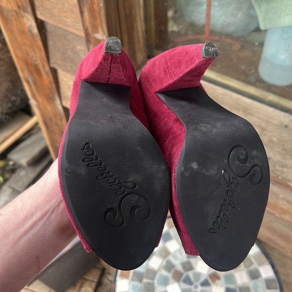 Last chance * SEYCHELLES vintage  suede heart open toe heels - Picture 7 of 8